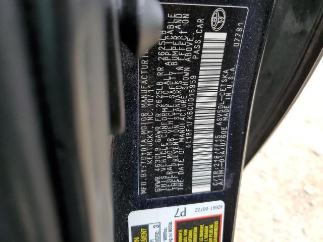 Photo 11 VIN: 4T1BF1FK6CU016959 - TOYOTA CAMRY 