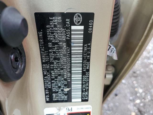 Photo 11 VIN: 4T1BF1FK6CU017447 - TOYOTA CAMRY BASE 