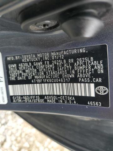 Photo 11 VIN: 4T1BF1FK6CU046317 - TOYOTA CAMRY BASE 