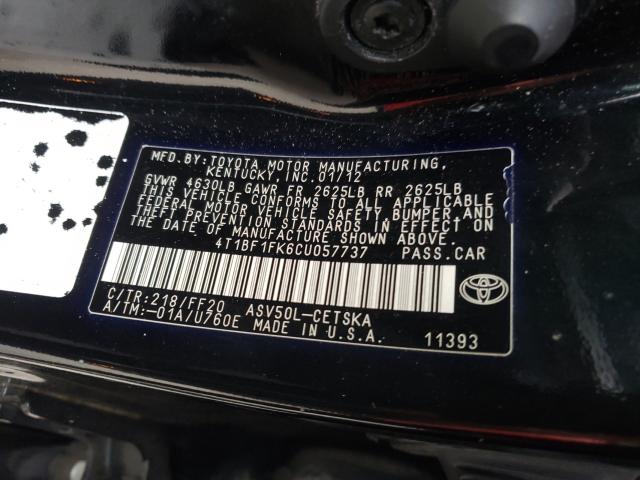 Photo 9 VIN: 4T1BF1FK6CU057737 - TOYOTA CAMRY BASE 