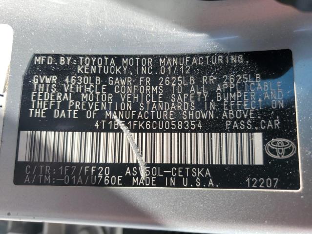 Photo 11 VIN: 4T1BF1FK6CU058354 - TOYOTA CAMRY BASE 