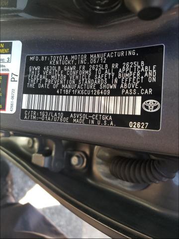 Photo 9 VIN: 4T1BF1FK6CU126409 - TOYOTA CAMRY BASE 