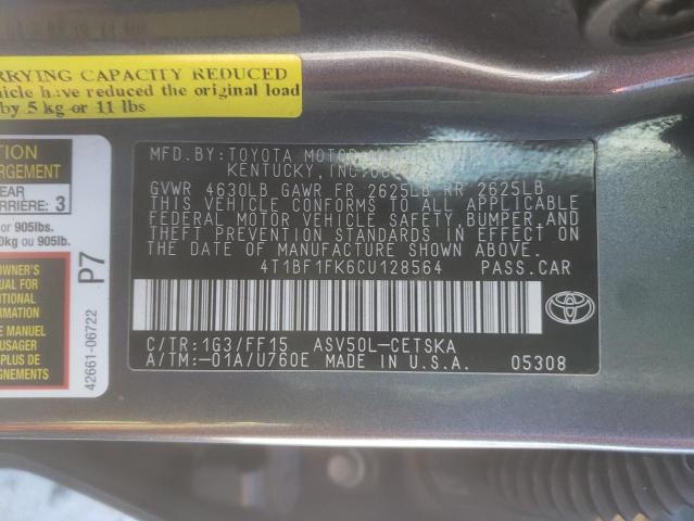 Photo 11 VIN: 4T1BF1FK6CU128564 - TOYOTA CAMRY 