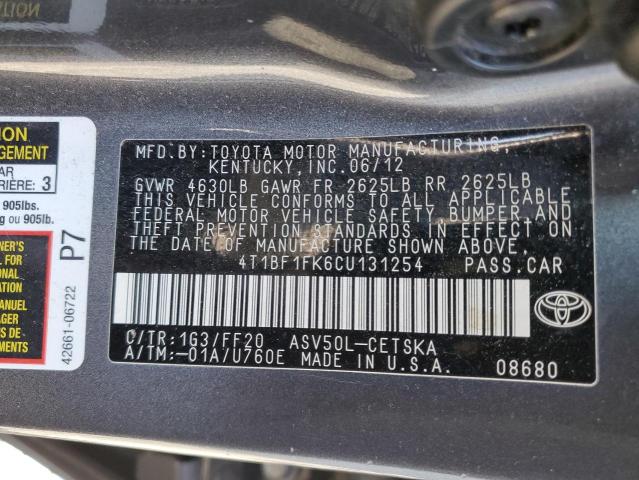 Photo 11 VIN: 4T1BF1FK6CU131254 - TOYOTA CAMRY 