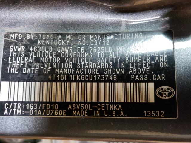 Photo 9 VIN: 4T1BF1FK6CU173746 - TOYOTA CAMRY 