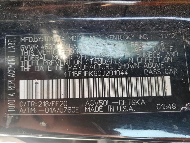 Photo 9 VIN: 4T1BF1FK6CU201044 - TOYOTA CAMRY BASE 