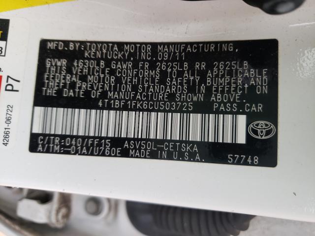 Photo 9 VIN: 4T1BF1FK6CU503725 - TOYOTA CAMRY BASE 