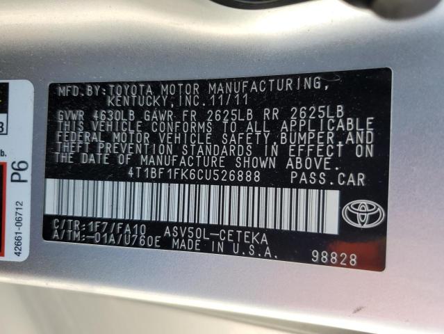 Photo 12 VIN: 4T1BF1FK6CU526888 - TOYOTA CAMRY BASE 