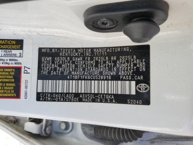 Photo 11 VIN: 4T1BF1FK6CU528916 - TOYOTA CAMRY 