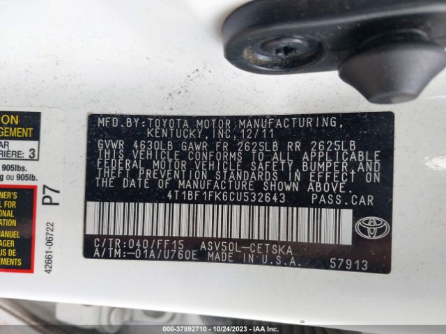 Photo 8 VIN: 4T1BF1FK6CU532643 - TOYOTA CAMRY 