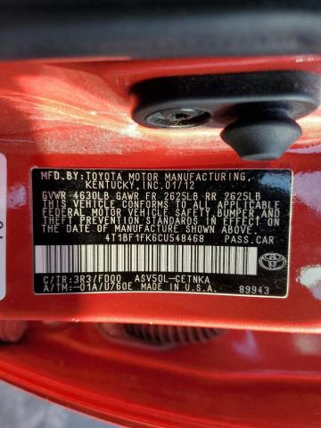 Photo 11 VIN: 4T1BF1FK6CU548468 - TOYOTA CAMRY BASE 