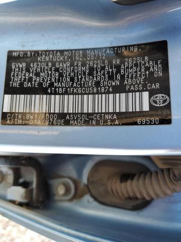 Photo 9 VIN: 4T1BF1FK6CU581874 - TOYOTA CAMRY BASE 