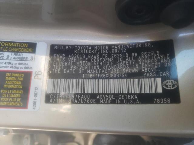 Photo 9 VIN: 4T1BF1FK6CU609754 - TOYOTA CAMRY BASE 