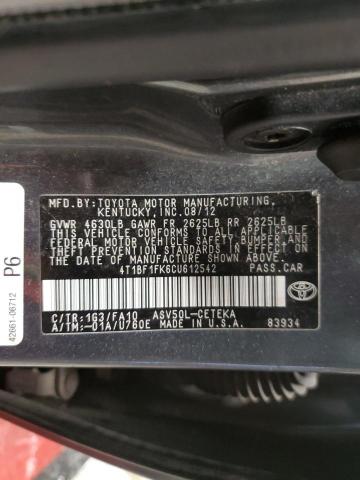 Photo 11 VIN: 4T1BF1FK6CU612542 - TOYOTA CAMRY 