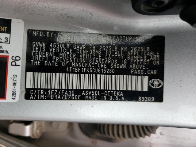 Photo 9 VIN: 4T1BF1FK6CU615280 - TOYOTA CAMRY BASE 