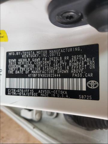 Photo 9 VIN: 4T1BF1FK6CU623444 - TOYOTA CAMRY BASE 