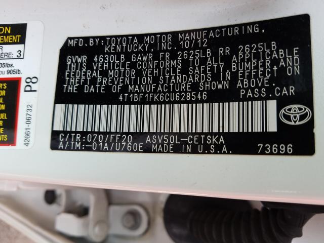 Photo 9 VIN: 4T1BF1FK6CU628546 - TOYOTA CAMRY BASE 