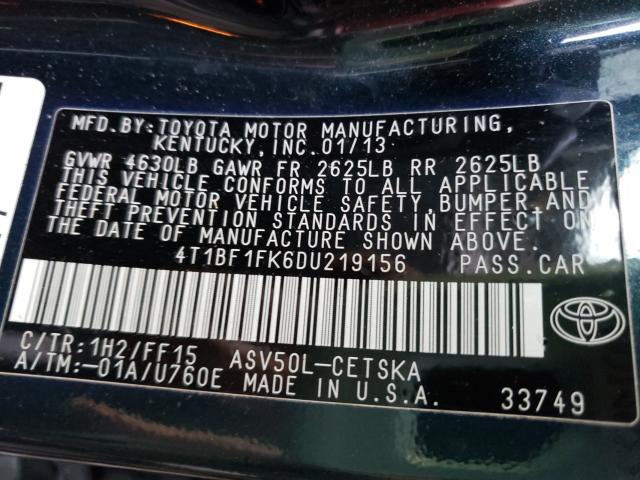 Photo 9 VIN: 4T1BF1FK6DU219156 - TOYOTA CAMRY L 