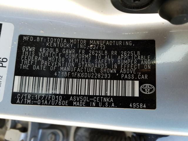 Photo 9 VIN: 4T1BF1FK6DU228293 - TOYOTA CAMRY L 