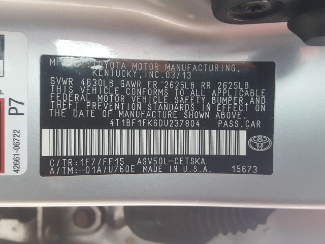 Photo 9 VIN: 4T1BF1FK6DU237804 - TOYOTA CAMRY L 