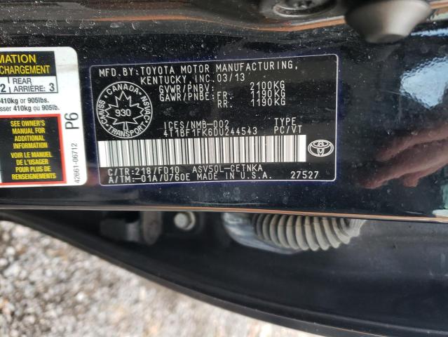 Photo 12 VIN: 4T1BF1FK6DU244543 - TOYOTA CAMRY 