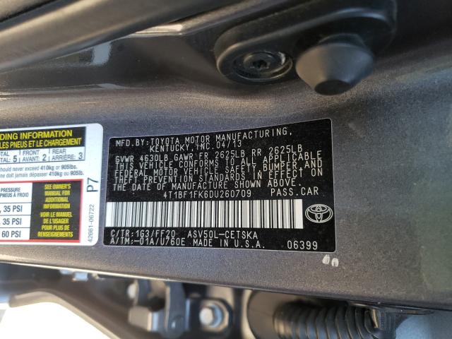 Photo 9 VIN: 4T1BF1FK6DU260709 - TOYOTA CAMRY L 