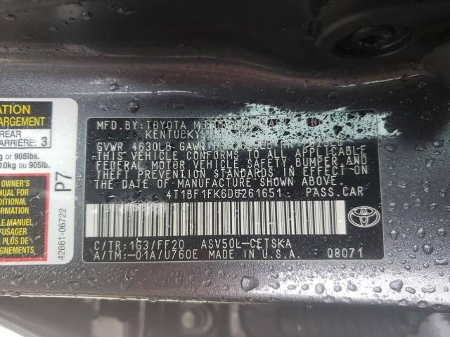 Photo 9 VIN: 4T1BF1FK6DU261651 - TOYOTA CAMRY L 