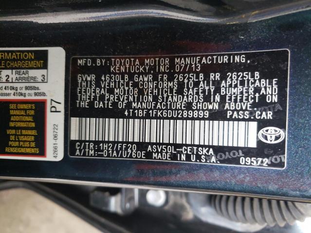 Photo 11 VIN: 4T1BF1FK6DU289899 - TOYOTA CAMRY L 