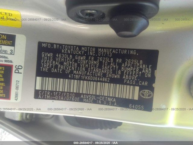 Photo 8 VIN: 4T1BF1FK6DU644862 - TOYOTA CAMRY 