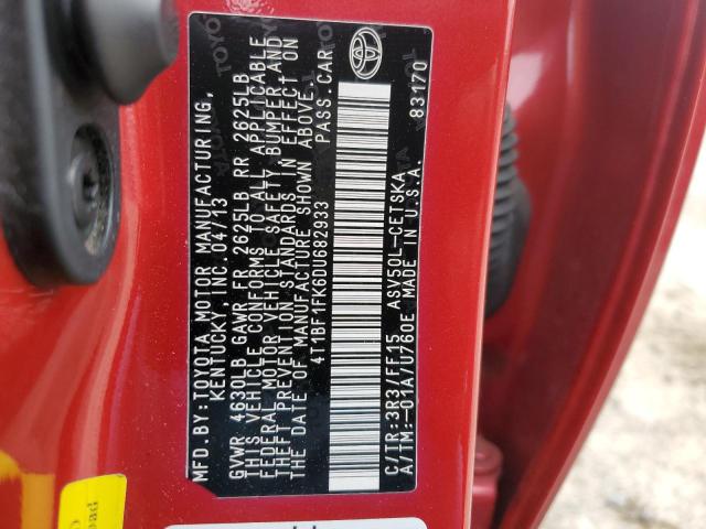 Photo 11 VIN: 4T1BF1FK6DU682933 - TOYOTA CAMRY L 