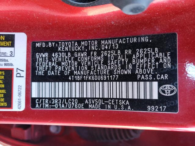 Photo 9 VIN: 4T1BF1FK6DU691177 - TOYOTA CAMRY L 