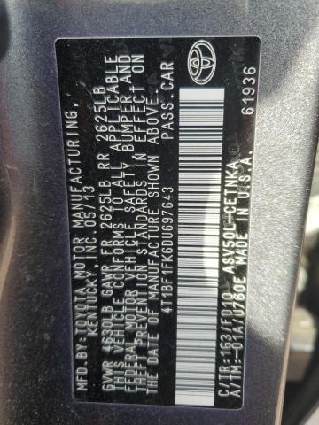 Photo 11 VIN: 4T1BF1FK6DU697643 - TOYOTA CAMRY L 