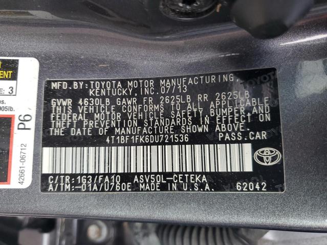 Photo 12 VIN: 4T1BF1FK6DU721536 - TOYOTA CAMRY L 