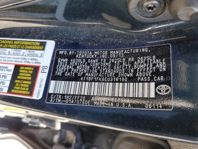 Photo 11 VIN: 4T1BF1FK6EU318190 - TOYOTA CAMRY L 