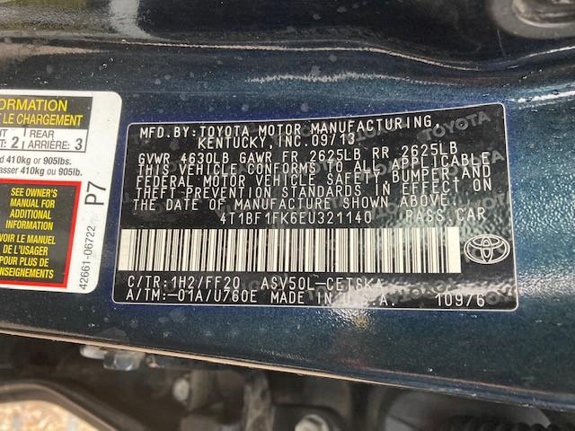 Photo 9 VIN: 4T1BF1FK6EU321140 - TOYOTA CAMRY L 