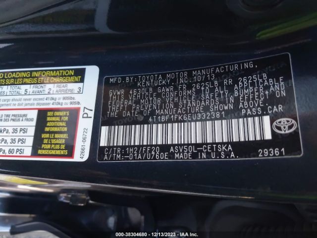 Photo 8 VIN: 4T1BF1FK6EU332381 - TOYOTA CAMRY 