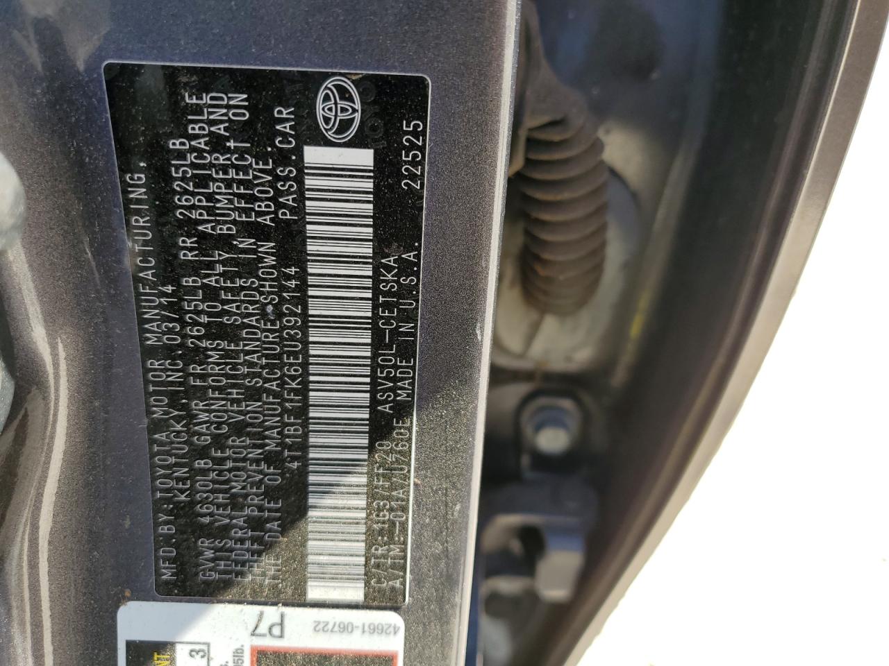 Photo 12 VIN: 4T1BF1FK6EU392144 - TOYOTA CAMRY 