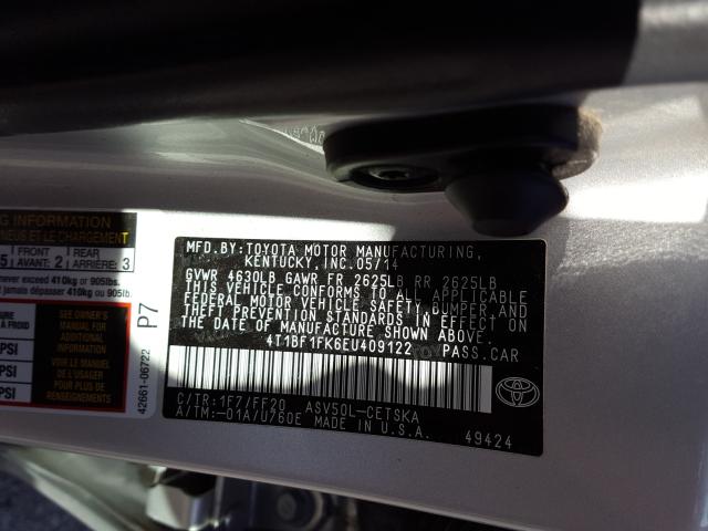 Photo 9 VIN: 4T1BF1FK6EU409122 - TOYOTA CAMRY L 