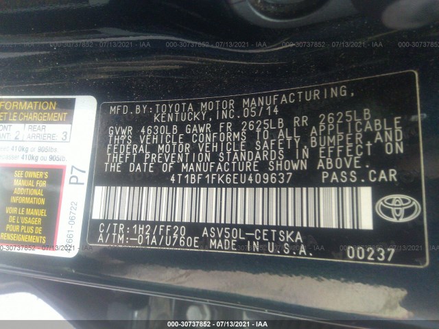 Photo 8 VIN: 4T1BF1FK6EU409637 - TOYOTA CAMRY 