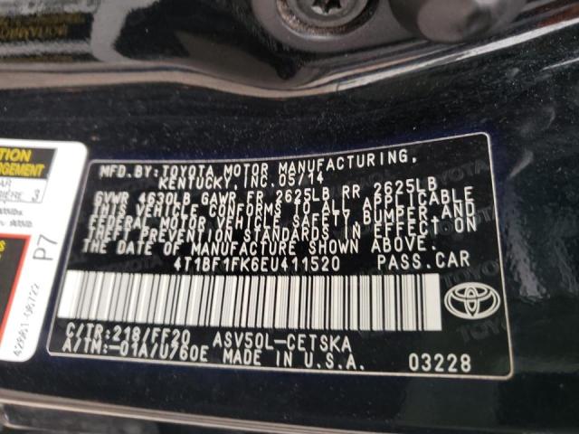 Photo 9 VIN: 4T1BF1FK6EU411520 - TOYOTA CAMRY L 