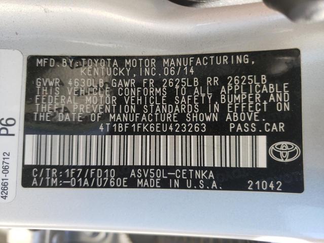 Photo 12 VIN: 4T1BF1FK6EU423263 - TOYOTA CAMRY L 