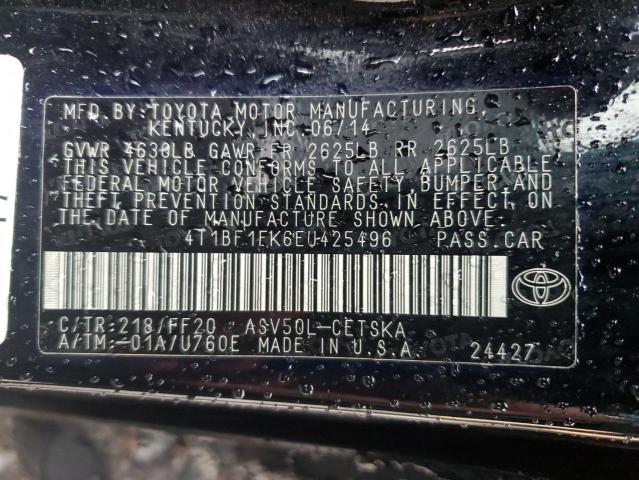 Photo 11 VIN: 4T1BF1FK6EU425496 - TOYOTA CAMRY L 