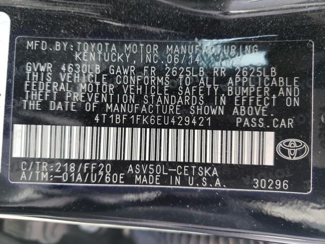 Photo 9 VIN: 4T1BF1FK6EU429421 - TOYOTA CAMRY L 