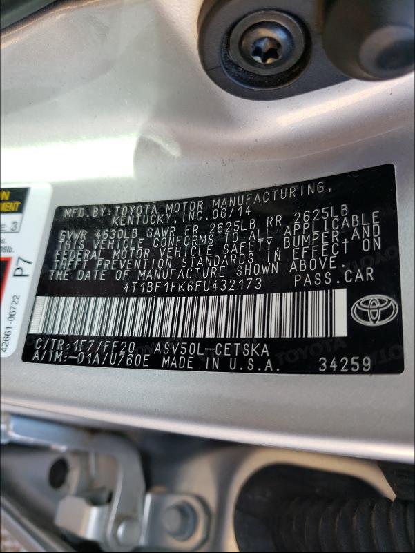 Photo 9 VIN: 4T1BF1FK6EU432173 - TOYOTA CAMRY L 