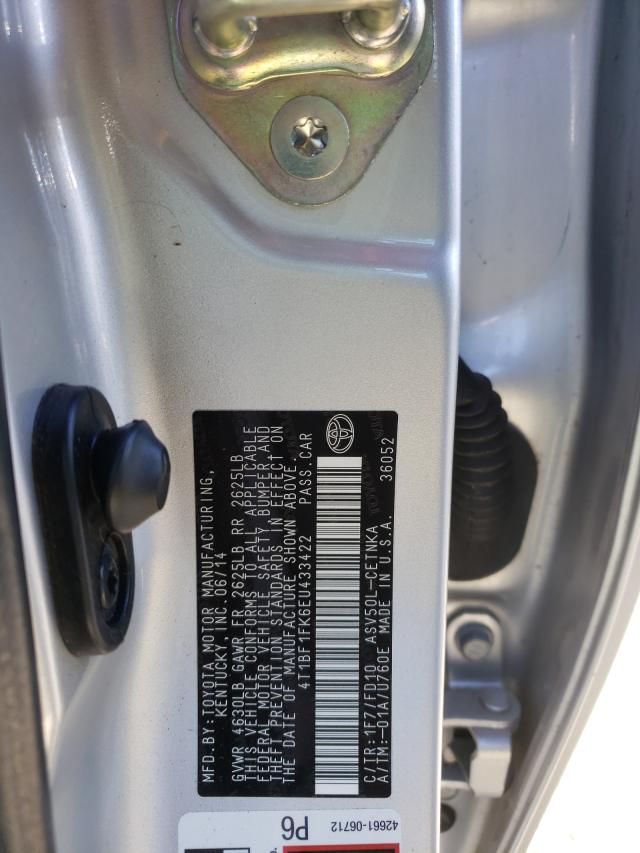 Photo 9 VIN: 4T1BF1FK6EU433422 - TOYOTA CAMRY L 