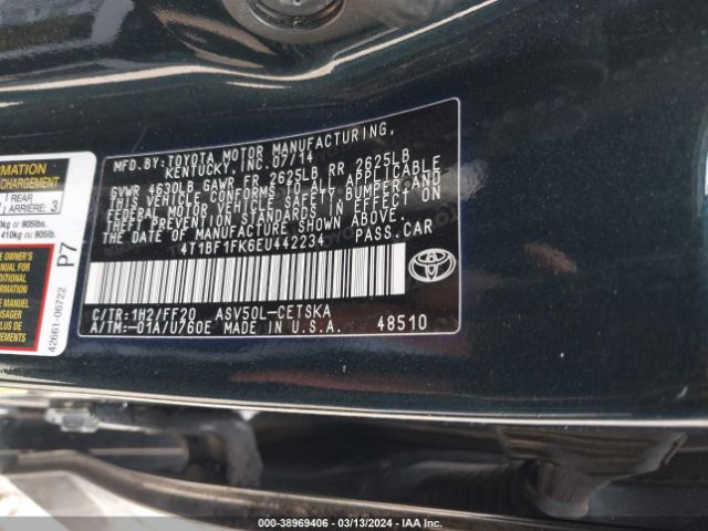 Photo 8 VIN: 4T1BF1FK6EU442234 - TOYOTA CAMRY 