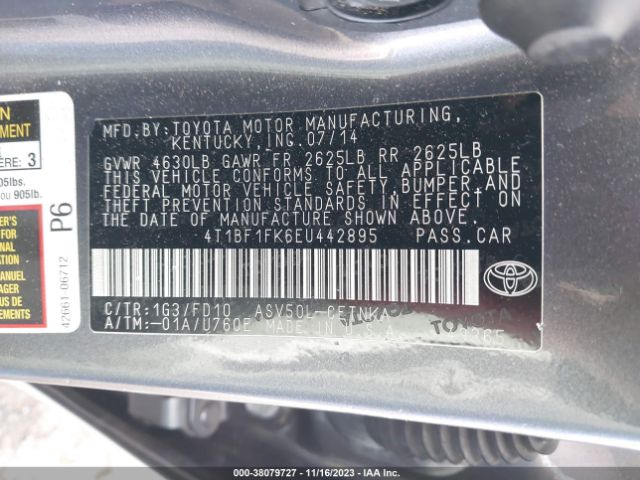 Photo 8 VIN: 4T1BF1FK6EU442895 - TOYOTA CAMRY 