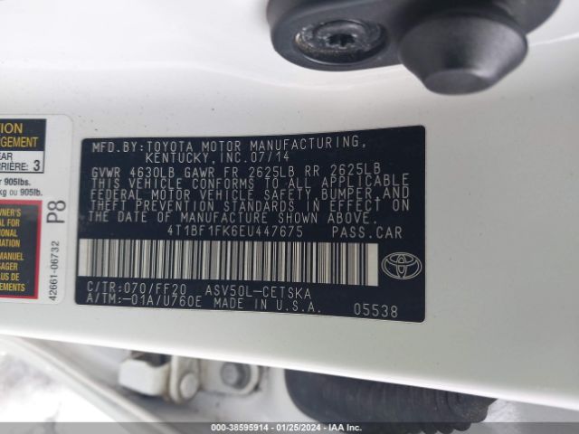 Photo 8 VIN: 4T1BF1FK6EU447675 - TOYOTA CAMRY 