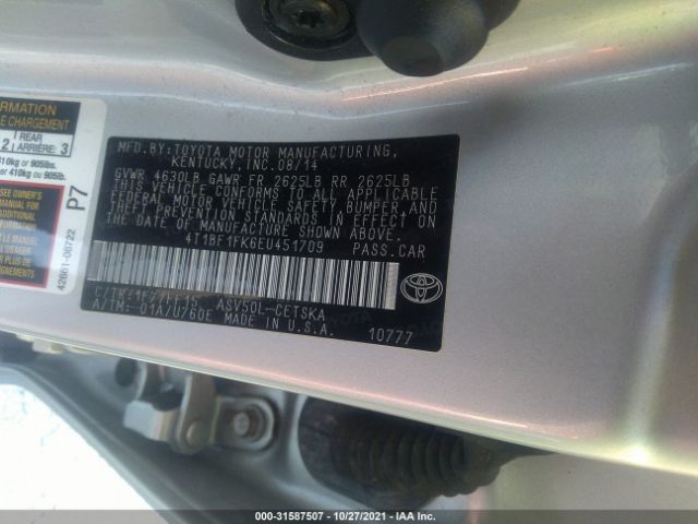 Photo 8 VIN: 4T1BF1FK6EU451709 - TOYOTA CAMRY 