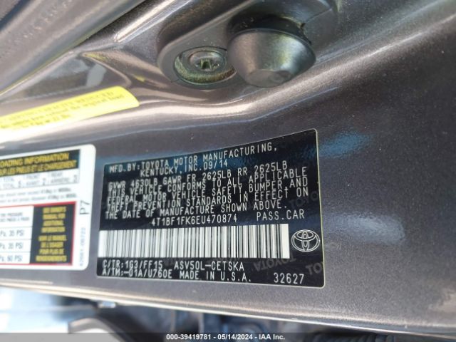 Photo 8 VIN: 4T1BF1FK6EU470874 - TOYOTA CAMRY 